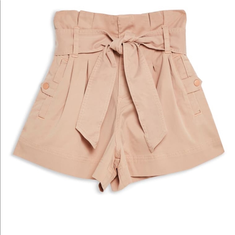 NWT Topshop Paperbag Utility Shorts- Size 8 Pink